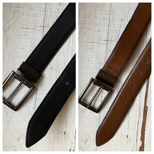 London Fog Reversible Belt - Brown & Black with a Gray Buckle - 36"